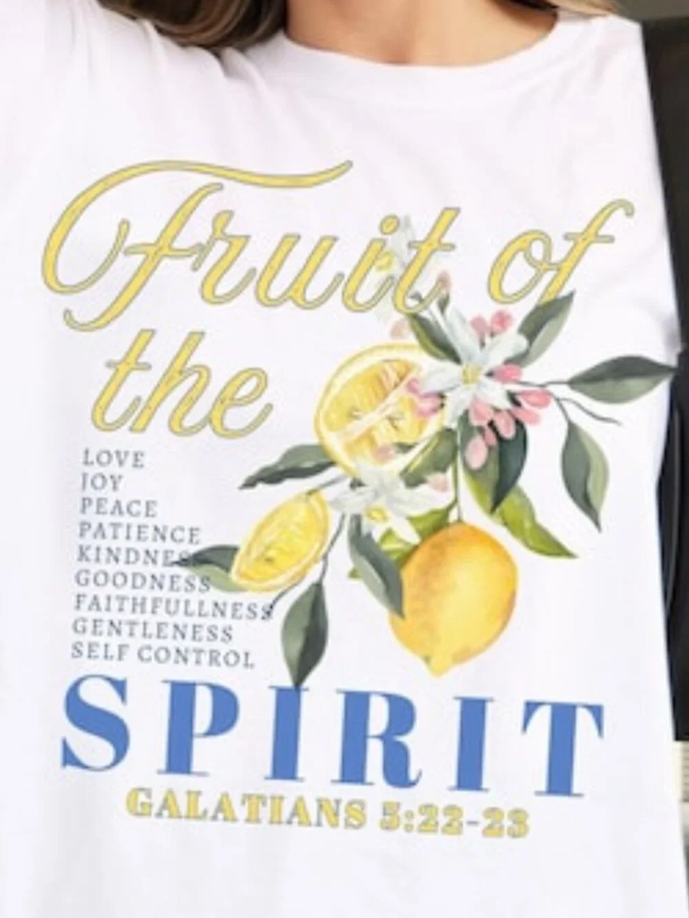 Fruit of the Spirit Christian Merch Tshirt, Trendy Youth Group Bible Verse Shirt - Picture 2 of 3
